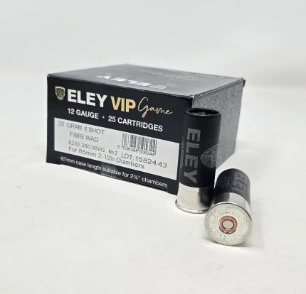 Eley 12 Gauge Ammunition VIP Game E23226000VG 2-1/2" #6 Shot 1-1/8oz 1356fps 25 Rounds