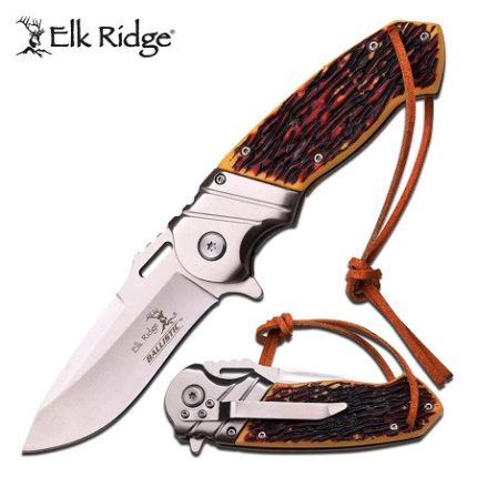 Elk Ridge Drop Point Satin Blade Spring Assisted Knife ERA003I