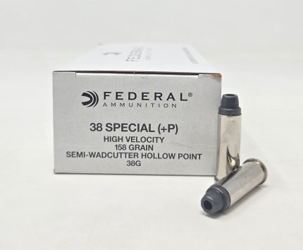 Federal 38 Special +P Ammunition High Velocity F38G 158 Grain Semi-Wadcutter Hollow Point 50 Rounds