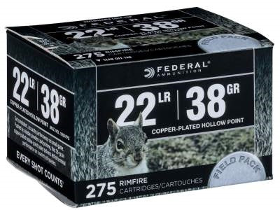 Federal 22 LR Ammunition Power-Shok Field Pack F730 38 Grain Copper Plated Hollow Point 275 Rounds