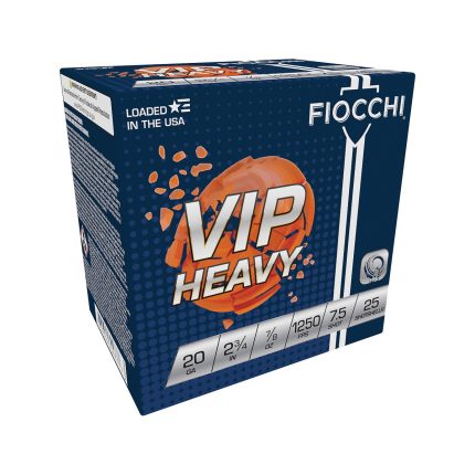 Fiocchi 20 Gauge Ammunition VIP Heavy FI20VIPH75 2-3/4" #7.5 Shot 7/8oz 1250fps 25 Rounds