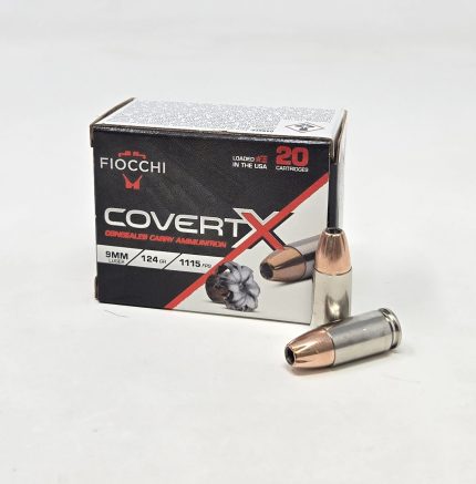 Fiocchi 9mm Ammunition Covert X FI9CCWB 124 Grain Jacketed Hollow Point 20 Rounds