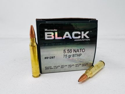 Hornady Black 5.56x45mm NATO Ammunition H81297 75 Grain Boat Tail Hollow Point 50 Rounds