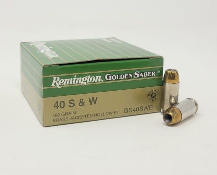 Remington 40 S&W Ammunition Golden Saber GS40SWB 180 Grain Brass Jacketed Hollow Point 25 Rounds