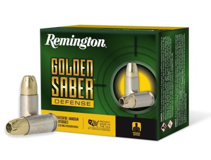 Remington 9mm Ammunition Golden Saber Defense GSD9MMC 147 Grain Brass Jacketed Hollow Point 20 Rounds