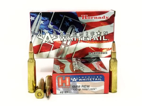 Hornady 6mm Rem Ammunition American Whitetail 8161 100 Grain Interlock Soft Point Case of 200 Rounds