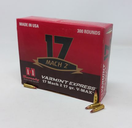 Hornady 17 Mach 2 Ammunition Varmint Express H831773 17 Grain V-Max 300 Rounds