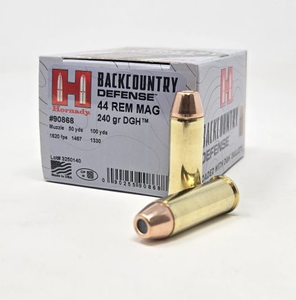 Hornady 44 Rem Mag Ammunition Backcountry Defense DGH H90868 240 Grain Jacketed Hollow Point 20 Rounds