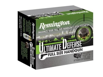 Remington 45 Auto Ammunition Ultimate Defense Full Size Handgun HD45APBN 230 Grain Golden Saber Brass Jacketed Hollow Point 20 Rounds