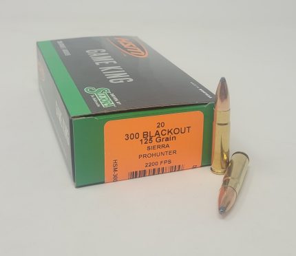 HSM 300 AAC Blackout Ammunition Game King HSM300BLK-3-N 125 Grain Spitzer 20 Rounds