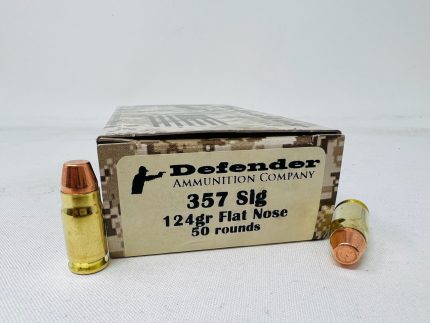 Defender 357 Sig Ammunition DEF357SIG124N 124 Grain Flat Nose 50 Rounds