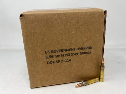 US Government Overrun 5.56x45mm NATO Ammunition USGOM193500 M193 55 Grain Full Metal Jacket Bulk Pack 500 Rounds