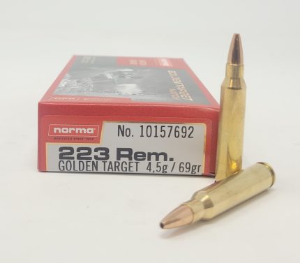 Norma 223 Rem Ammunition Golden Target Match NORMA10157692 69 Grain Hollow Point Boat Tail 20 Rounds