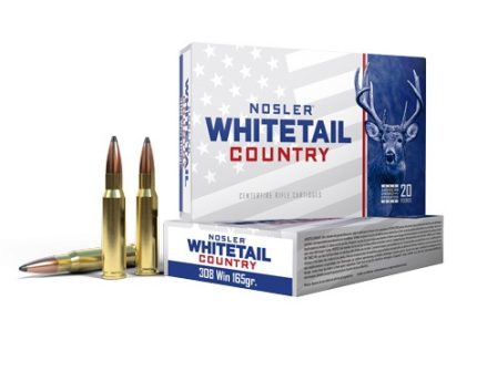 Nosler 308 Win Ammunition Whitetail Country NOS40120 165 Grain Jacketed Soft Point 20 Rounds