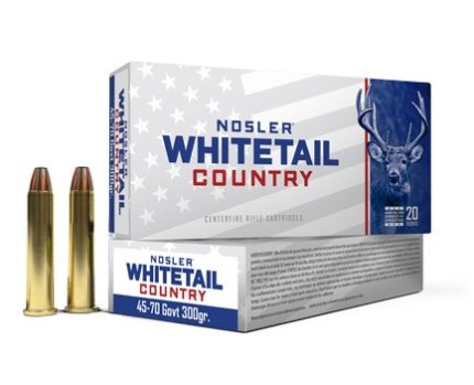 Nosler 45-70 Ammunition Whitetail Country NOS40145 300 Grain Straight Wall Jacketed Soft Point 20 Rounds