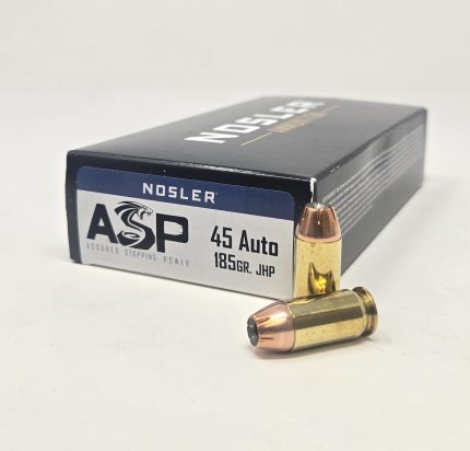 Nosler 45 ACP Ammunition Assured Stopping Power NOS51271 185 Grain Jacketed Hollow Point 50 Rounds