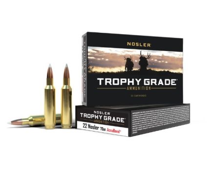 Nosler 22 Nosler Ammunition Trophy Grade NOS60918 70 Grain Accubond 20 Rounds