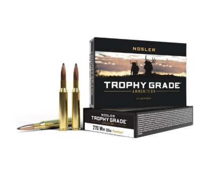 Nosler 270 Win Ammunition Trophy Grade NOS61024 130 Grain Partition Jacketed Soft Point 20 Rounds
