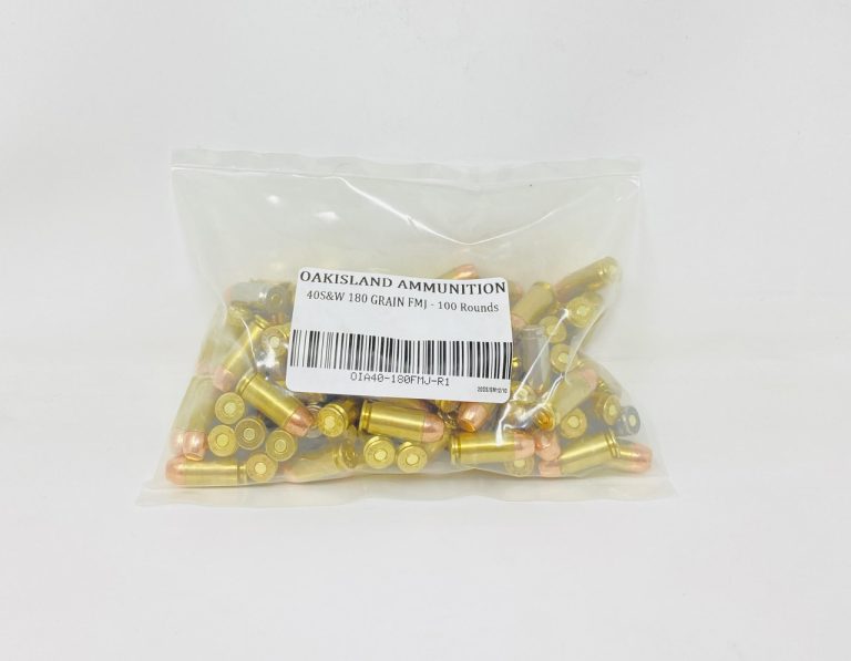 OakIsland Ammunition 40 S&W *REMAN* Ammunition OIA40SW180R 180 Grain Full Metal Jacket FN 100 Rounds