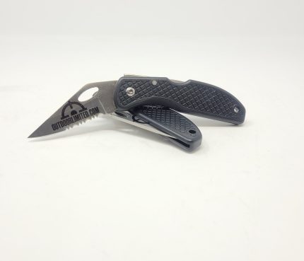 Outdoor Limited Knife 3" Stainless Steel Serrated Blade No-Slip Handle Carry Clip OLKNIFE Black