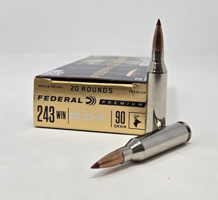 Federal Premium 243 Win Ammunition P243ELDX1 90 Grain ELD-X Ballistic Tip 20 Rounds