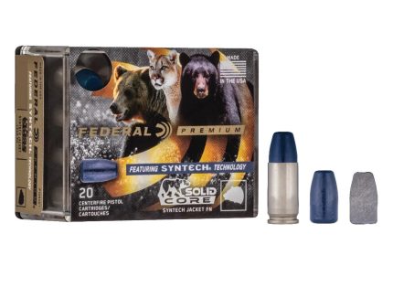 Federal Premium 44 Rem Mag Ammunition Syntech Solid Core P44SHC1 300 Grain Flat Nose Total Synthetic Jacket 20 Rounds