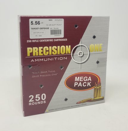 Precision One 5.56x45mm NATO Ammunition PONE1592 55 Grain Soft Point Mega Pack 250 Rounds