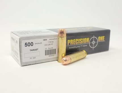 Precision One 500 S&W Mag Ammunition 992 350 Grain Full Metal Jacket Flat Point CASE of 200 Rounds