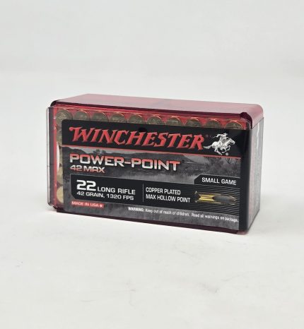 Winchester 22 LR Ammunition Power Point PP22LRH42 42 Grain Copper Plated Max Hollow Point 50 Rounds