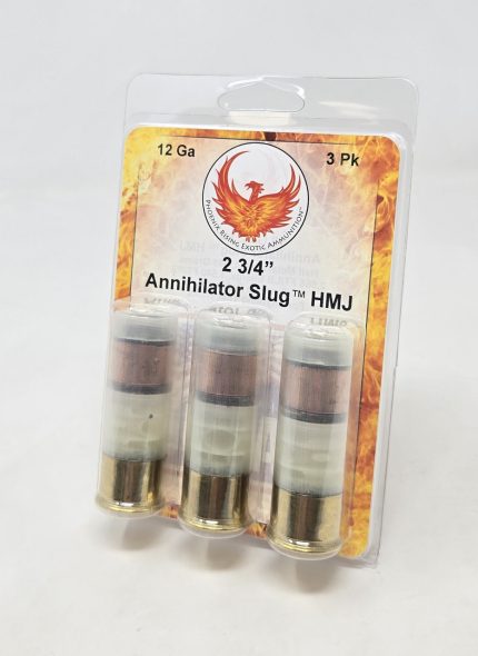 Phoenix Rising 12 Gauge Ammunition Annihilator Slug PR12HMJSLUG 2-3/4" 485 Grain Half Metal Jacket Soft Point Slug 1540 FPS 3 Rounds
