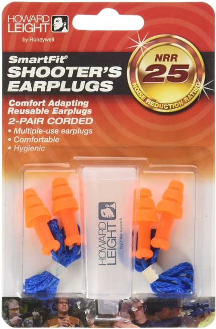 Howard Leight SmartFit Shooter Earplugs R-01520 25 NRR Reusable 2 Pairs