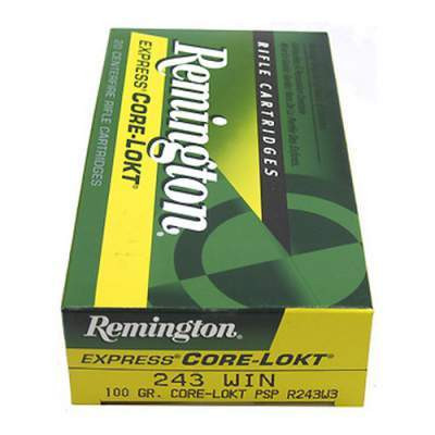 Remington 243 R243W3 Core-Lokt 100 gr PSP rounds 200 rounds