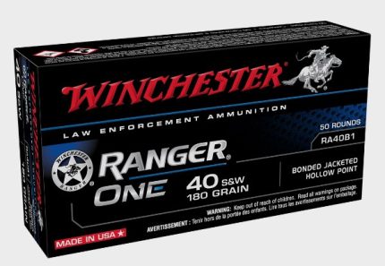 Winchester 40 S&W Ammunition Ranger One RA40B1 180 Grain Bonded Jacketed Hollow Point 50 Rounds