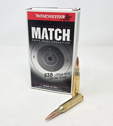 Winchester 338 Lapua Mag Ammunition Match Grade S338LM2 285 Grain Boat Tail Hollow Point 20 Rounds