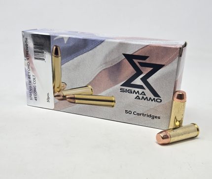 Sigma Ammo 45 Long Colt Ammunition SA45LCFP 250 Grain Flat Point Full Metal Jacket 50 Rounds