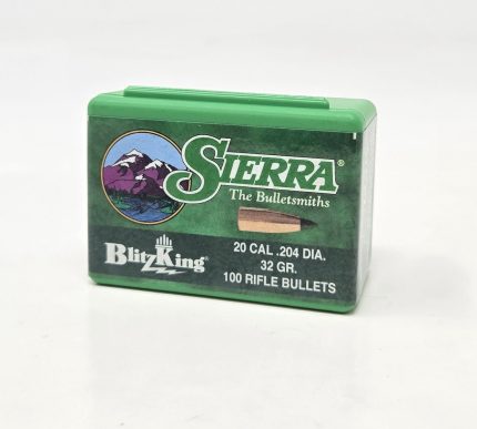 Sierra 20 Cal (.204 Dia) Reloading Bullets Blitzking SRAA1032 32 Grain Ballistic Tip 100 Pieces