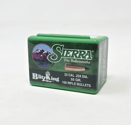 Sierra 22 Cal (.224 Dia) Reloading Bullets Blitzking SRAA1455 55 Grain Boat Tail Ballistic Tip 100 Pieces