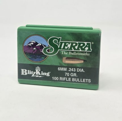 Sierra 6mm (.243 Dia) Reloading Bullets Blitzking SRAA1507 70 Grain Ballistic Tip 100 Pieces