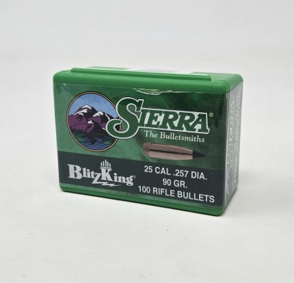 Sierra 25 Cal (.257 Dia) Reloading Bullets Blitzking SRAA1616 90 Grain Boat Tail Ballistic Tip 100 Pieces