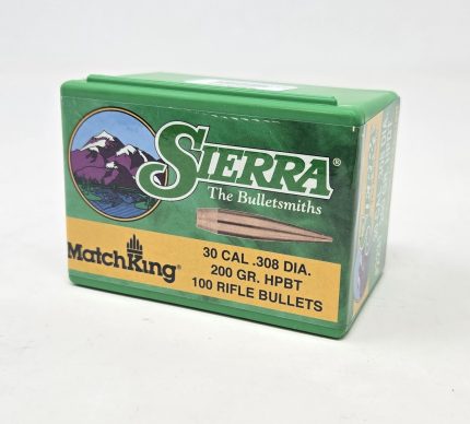Sierra 30 Cal (.308 Dia) Reloading Bullets Matchking SRAA2231 200 Grain Hollow Point Boat Tail 100 Pieces