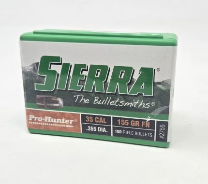 Sierra 35 Cal (.355 Dia) Reloading Bullets Pro Hunter SRAA2755 155 Grain Flat Nose 100 Pieces