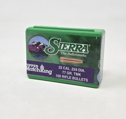 Sierra 22 Cal/5.56mm (.224 Dia) Reloading Bullets Tipped Matchking SRAA7177 77 Grain Boat Tail Ballistic Tip 100 Pieces