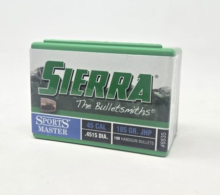Sierra 45 Cal (.451 Dia) Reloading Bullets Sports Master SRAA8835 185 Grain Jacketed Hollow Point 100 Pieces