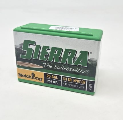 Sierra 25 Cal (.257 Dia) Reloading Bullets SRAA9631 131 Grain Hollow Point Boat Tail 100 Pieces