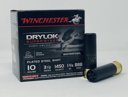 Winchester 10 Gauge Plated Steel Shot Ammunition SSH10BBB 3-1/2" 1-3/8 oz BBB Shot Lead Free 25 Rounds