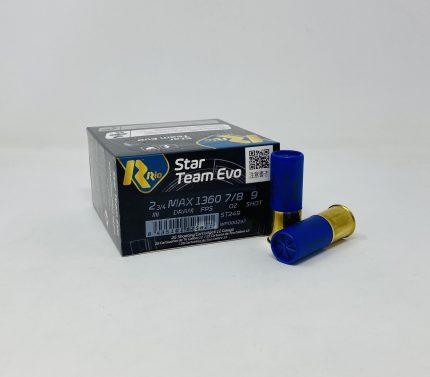 Rio 12 Gauge Star Team Evo Ammunition ST249CASE 2-3/4" #9 Shot 7/8oz 1360fps CASE 250 Rounds