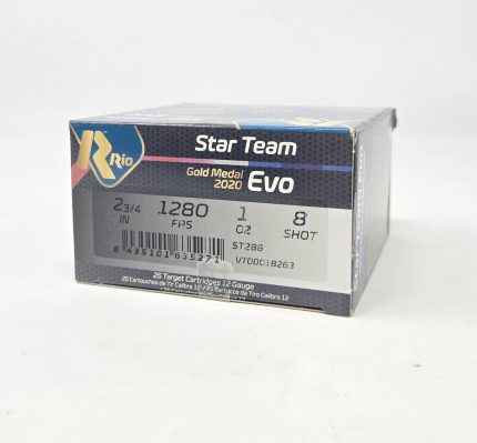 Rio 12 Gauge Ammunition Star Team Evo ST288CASE 2-3/4" 1oz #8 shot 1280FPS CASE 250 rounds