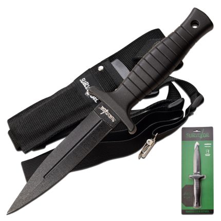 Survivor Shoulder Steel Fixed Blade Knife SVFIX012BKCS With Shoulder Harness Black