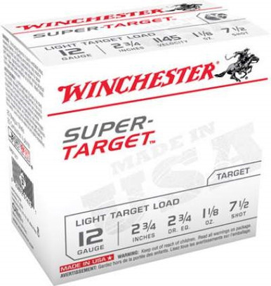 Winchester 12 Gauge Ammunition Target TRGT127BOX 2-3/4"#7.5 Shot 1-1/8oz 1145 FPS 25 Rounds