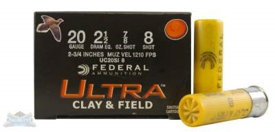 Federal 20 Gauge Ammunition Ultra Clay & Field UL202SI8 2-3/4" #8 Shot 25 rounds